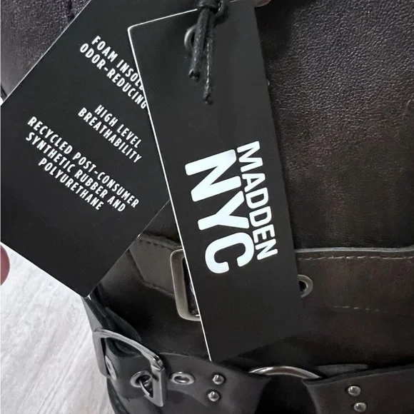 NWT! Madden NYC Women's Faux Leather Tall Moto Boots Dark Brown SIZE 6 No Box - Picture 13 of 15